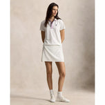 RLX Ralph Lauren 女式 Tour Pique 高尔夫 Polo 衫 - 陶瓷白/雾蓝/亮粉色