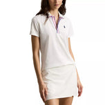 RLX Ralph Lauren 女式 Tour Pique 高尔夫 Polo 衫 - 陶瓷白/雾蓝/亮粉色