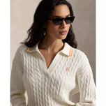RLX Ralph Lauren Women's Cable Knit Pullover  - White Splash Multi