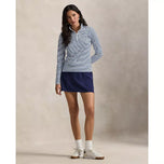 RLX Ralph Lauren Women's UV Stretch Jersey 1/4 Zip Golf Pullover - Refined Navy/Cremic White/Blue Mist