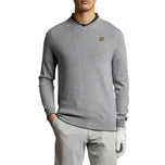 Lyle＆Scott Merino网格纹理v Neck jumper-卵石